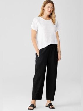 Eileen Fisher 100% Organic Cotton Gauzy Flowy Black Pants